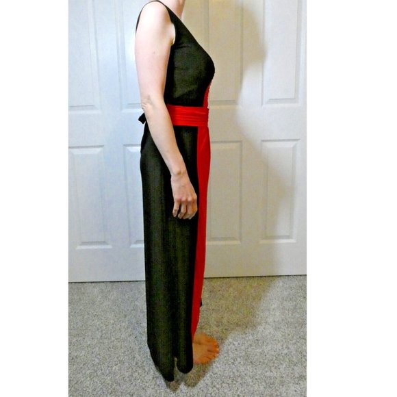 Liquid Size M Prom Dress Red Black Vintage Formal Unique Rare OOAK Slimming - Picture 5 of 12